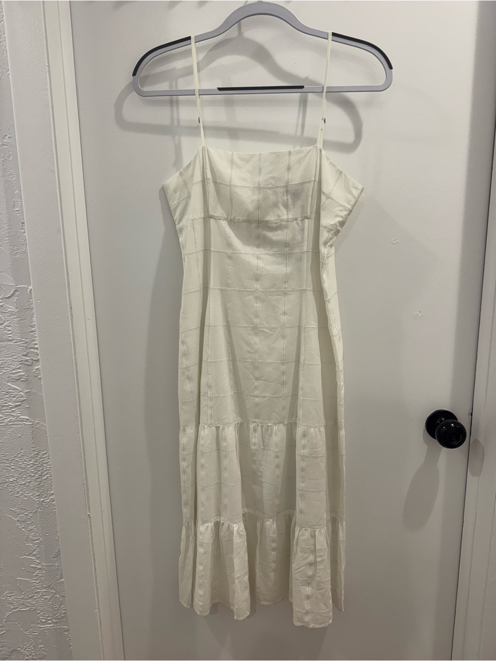 NWT Theory Sigrid Box Embroidered Midi Dress White 6